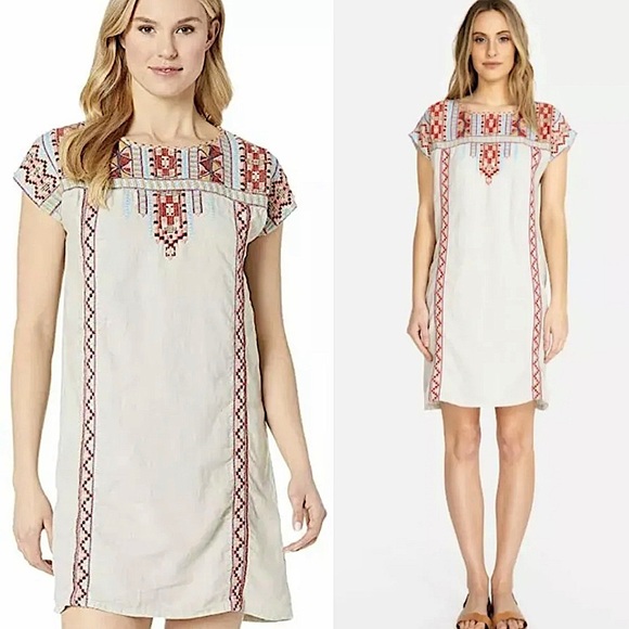 Johnny Was | Dresses | Johnny Was Ezra Embroidered Linen Shift Tunic ...